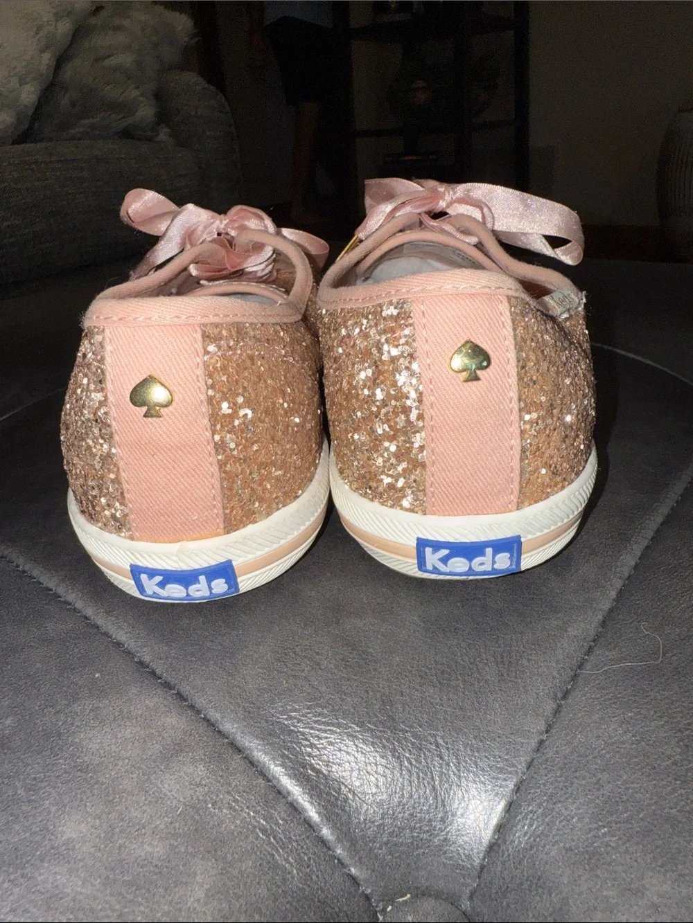 ♠️ Kate Spade Keds Tennis Shoes Rose Gold Glitter Women’s Size 9M